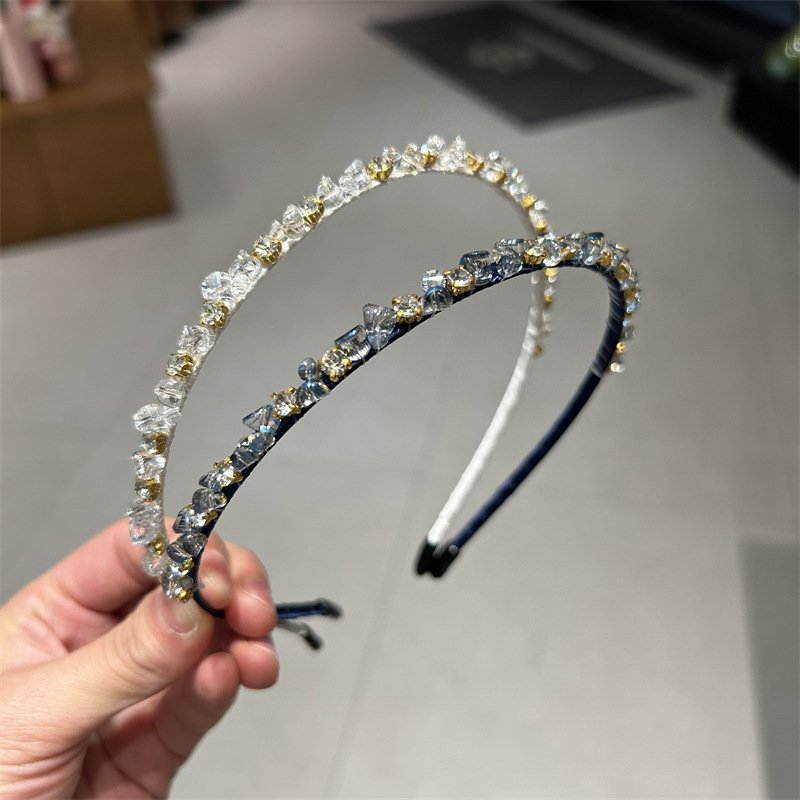 Gravel diamond crystal headband women's light luxury sweet water diamond headband Princess elegant Exquisite outer wear all-matching headdress
