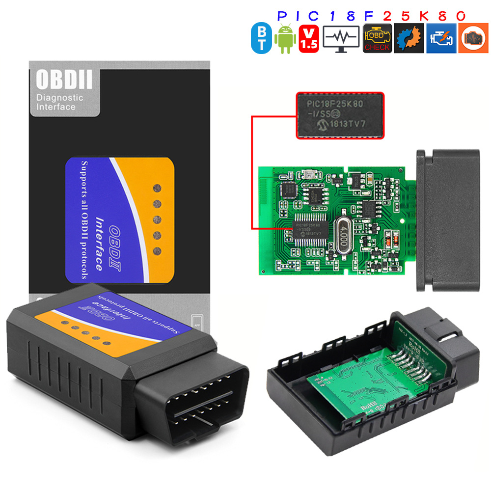 MINI 327 蓝牙2.0 带25K80芯片 ELM OBD 1.5硬件 汽车故障诊断仪
