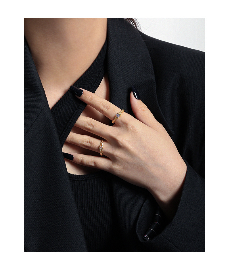 106 Korean Style Ins Special-Interest Design Minimalist All-Match Micro Inlaid Zircon Texture S925 O