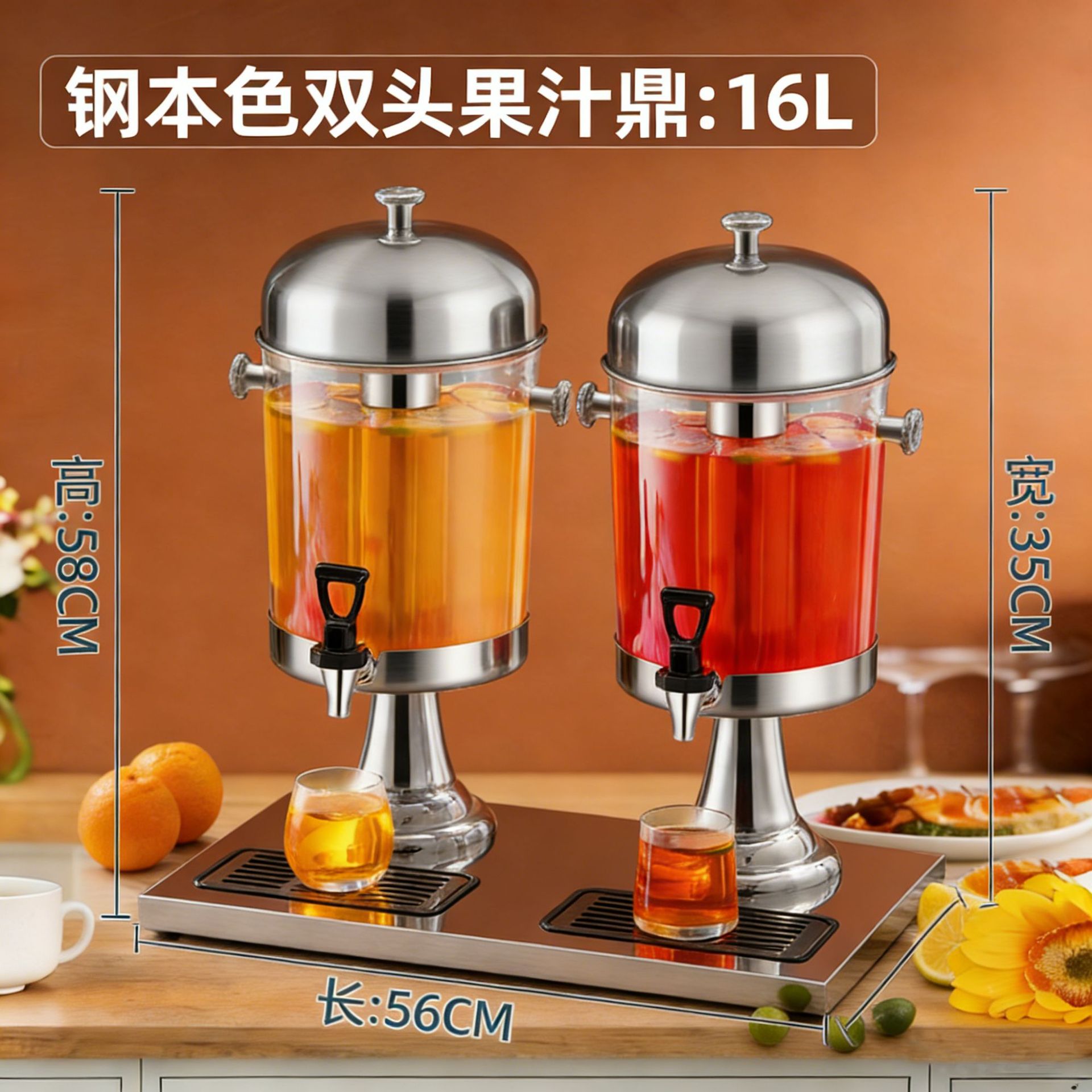 Máquina de bebidas de barril de jugo buffet engrosada máquina de jugo de acero inoxidable de gran capacidad bebida transparente comercial Dingxiang barril de aceite image 8