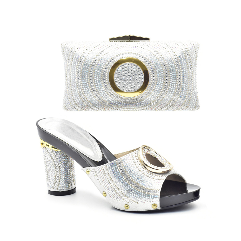 Damen Plus Size Mode Diamant Hot Heels Sandalen Hochzeit Party Satchel Party Dinner Set_voghion.com