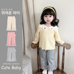 2025 秋の女の赤ちゃん韓国刺繍ズボン新しい女の子のお出かけパンツ西洋スタイル春と秋のベルボトム 5511