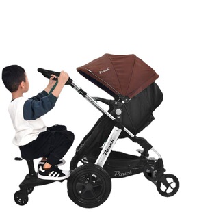 Universal stroller auxiliary pedal second child helper convenient for twins to travel trolley rear hanging small tail car black