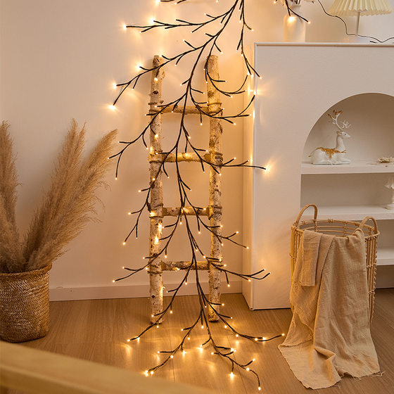 LED creative rattan branch lamp bedroom courtyard romantic lights can be bent new creative bedroom star hanging