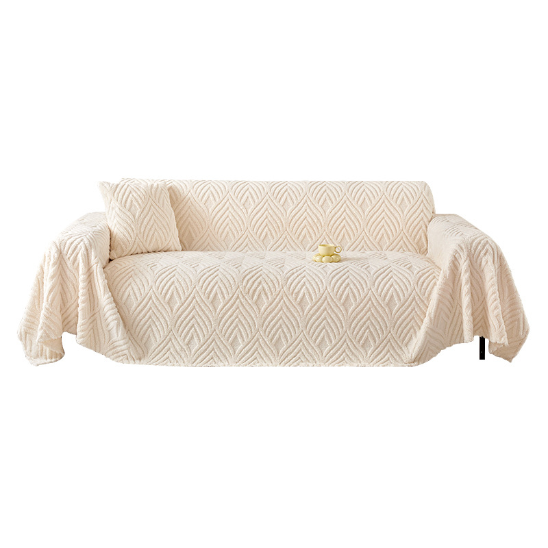 Sofá cubierta de invierno cojín de peluche nórdico simple antideslizante sofá cubierta de cuero todo incluido manta universal de una pieza