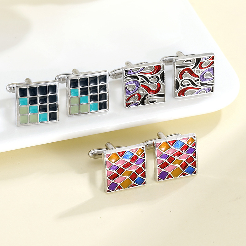 Heißer verkauf neue produkte retro muster multi farbe legierung manschette nägel männer Französisch business emaille manschettenknöpfe hemd zubehör_voghion.com