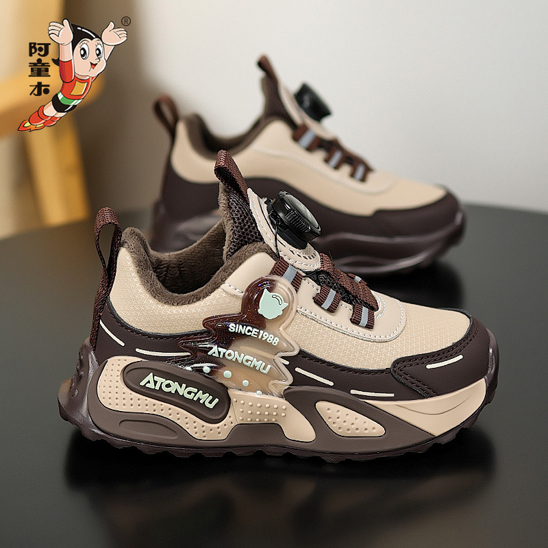 Astro zapatos para niños zapatos de algodón para niños 2025 zapatos deportivos de invierno para niños correr zapatos de cuero anti-deslizante de lana