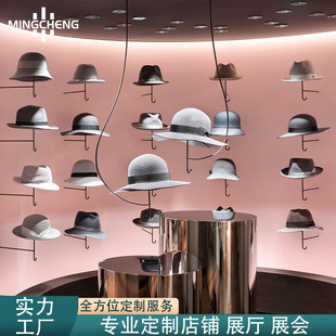 Manufacturer Customized Hat Display Rack on the Wall Stainless Steel Travel Hat Holder Hanger Adult Sun Hat Display Rack Props
