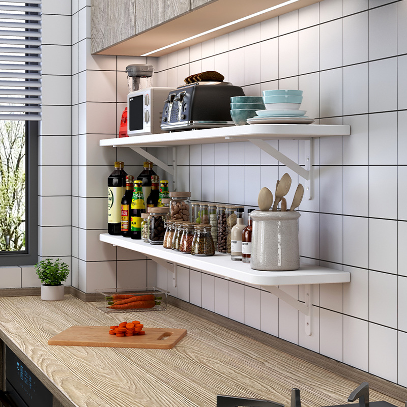 Small Apartment Kitchen Storage Rack Wall Hanging Punch-Free Plate Wall Partition Pot Rack Small Electrical Storage Rack