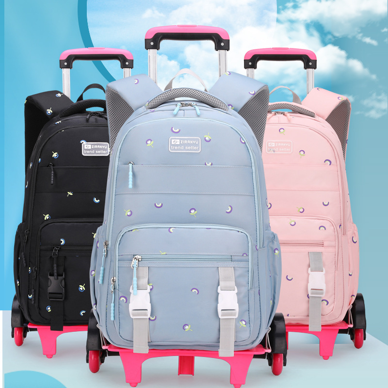 Venta caliente transfronteriza Carro de pescado natural mochila de las mujeres de seis ruedas de gran rueda de escalera de una sola pieza de entrega imprimible LOGO