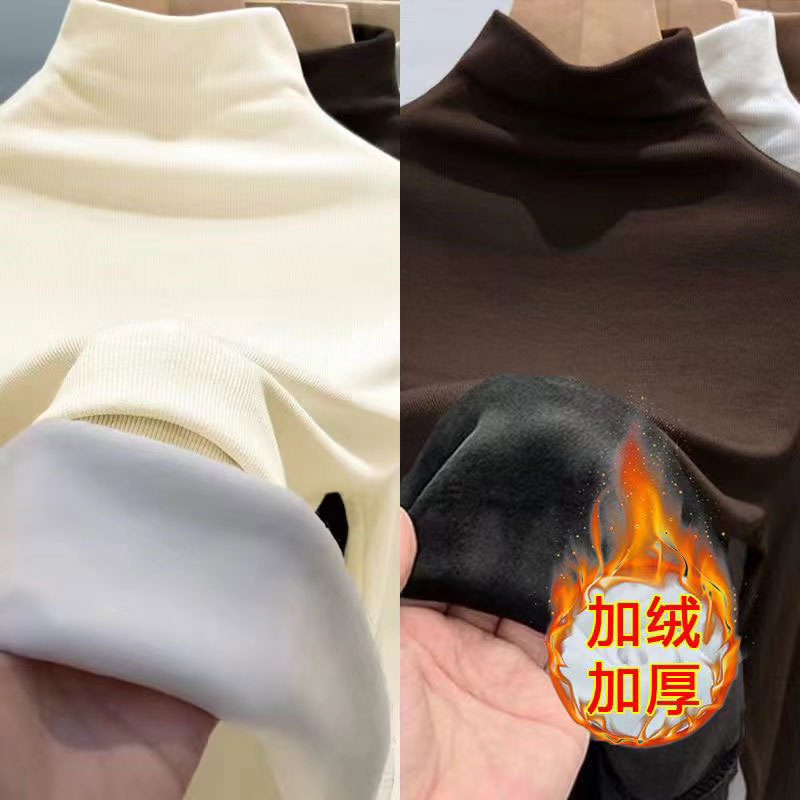 (인기 판매점) 소년 소녀 의류 가을 겨울  ??고급 바닥 셔츠 반 터틀넥 실버 여우 벨벳 두꺼운 어린이 보호