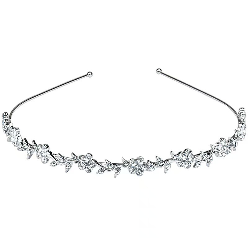 Floral Bridal Rhinestone Headband, Sparking Crystal Hair Accessory_voghion.com