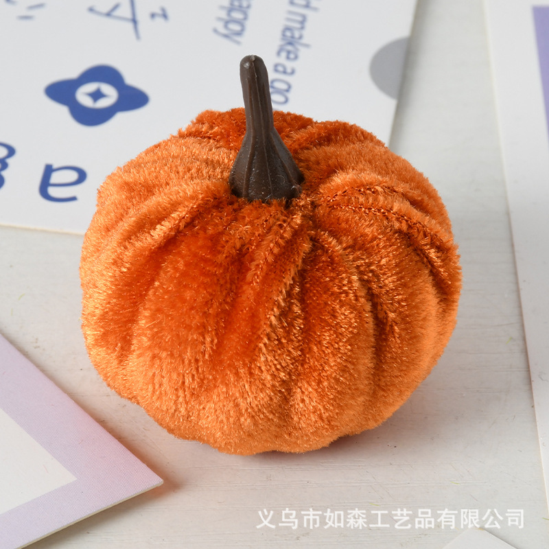 Tela de terciopelo de simulación transfronteriza decoración de calabaza Halloween envuelta en color calabaza decoración festiva Yama image 9