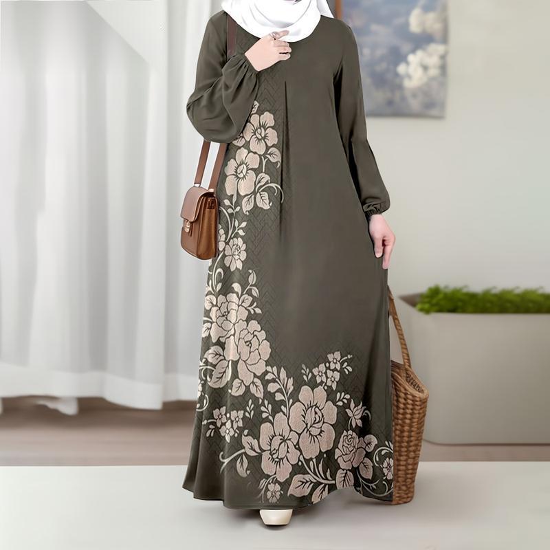 Robe abaya longue et modeste, coupe ample, style musulman, en polyester._voghion.com