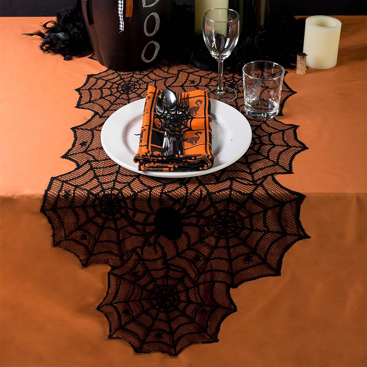 Transfronterizo Qimao negro encaje tabla bandera Amazon SHEIN tabla de Halloween tabla bandera TEMU en stock