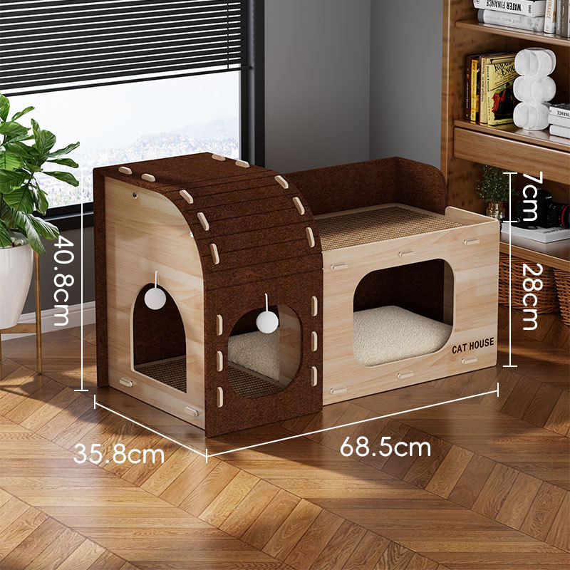 Cat nido felino felino casa de gatos agarrar placa integral espacioso gato nido de gatos de doble capa gato escalada marco resistente al rasguño y desgaste multi-agujeros villa de gatos