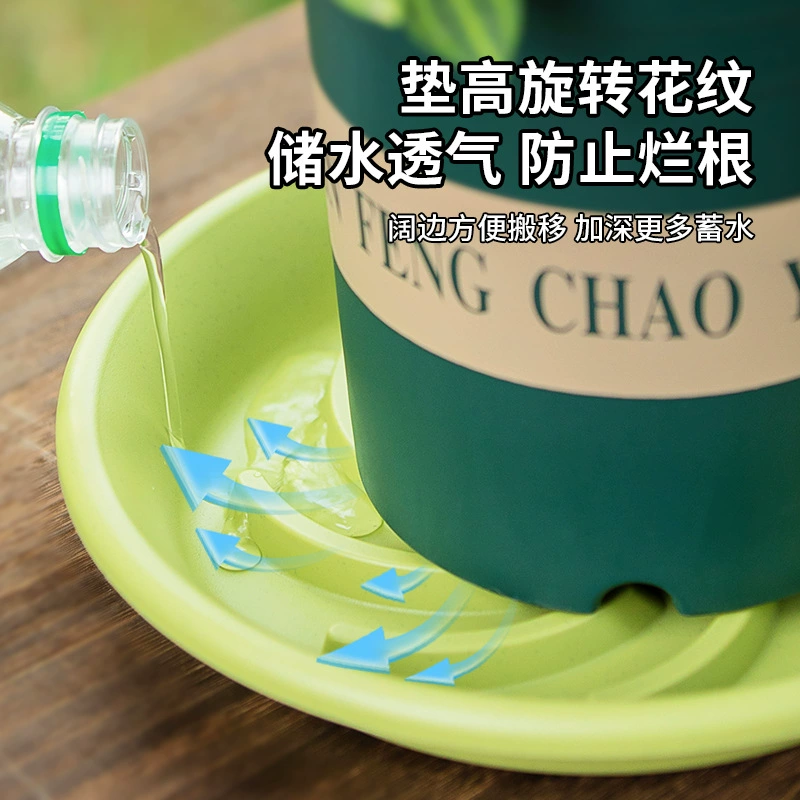 Зеленые цветочные горшки поднос из пластика в горшках