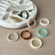 韩国ins风简约糖果色树脂戒指女独特精致时尚潮流百搭指环戒子