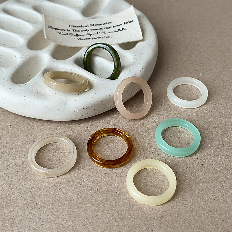 韩国ins风简约糖果色树脂戒指女独特精致时尚潮流百搭指环戒子