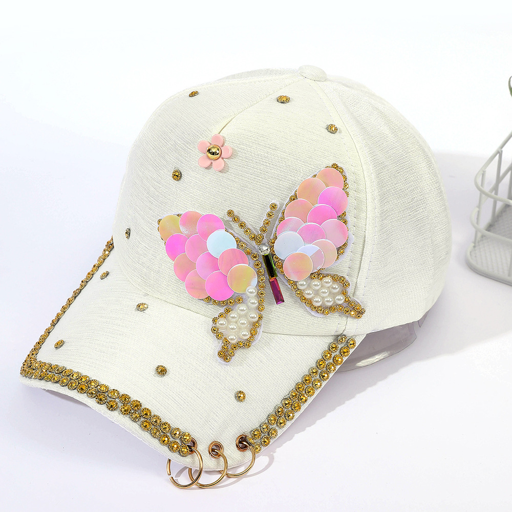 Gorra de béisbol de las mujeres de la moda de verano arco de diamantes a prueba de sol casquillo enarbolado versátil casual primavera y otoño sombrero