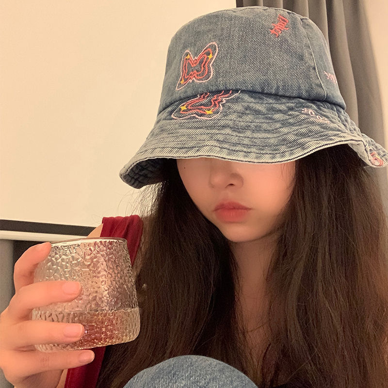 日系牛仔渔夫帽男大檐显脸小女生素颜遮脸盆帽韩版百搭情侣帽子潮|undefined