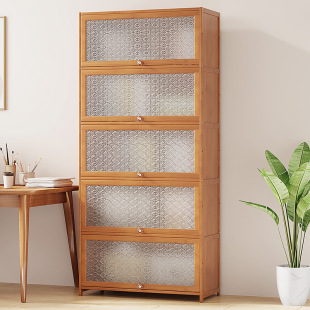 Bookshelf shelf floor bookcase with door multi-layer desktop children's storage shelf living room simple display storage rack