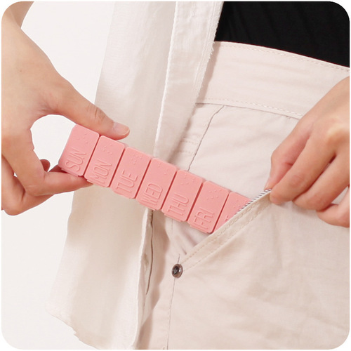 Two mini pill boxes, portable plastic pill boxes for travel, seven days a week, wholesale pill boxes