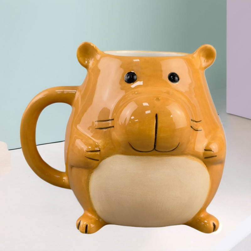Capybara Ceramic Mug, Capybara Water Cup, Household Milk Hedgehog Breakfast Cup, Niche Design Coffee Cup