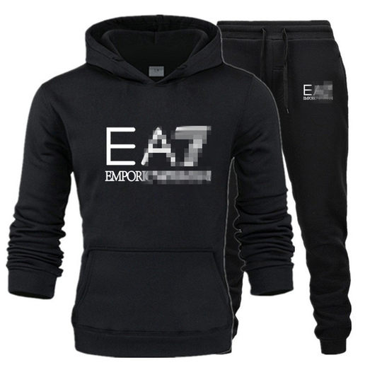 2024 autumn and winter winter cross-border men's and women's leisure European code blank solid color suit fleece loose sweater pants two pieces
