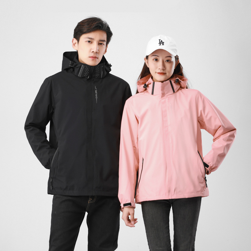 Autumn and Winter Detachable Three-in-One Clothes Couple Outdoor fleece-lined Windproof Waterproof Mountaineering Suit Jacket