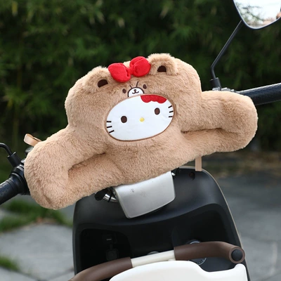 Cute Cartoon Melody Girls Electric Vehicle Safety Anti-Collision Pad Lumbar Cushion Electric Vehicle Decorative Waist Support Half Back Cushion (Elektromobil üçün bamper qoruyucu yastıqlar) - biscuit-kitty-cat-universal-handle-breathable-in-all-seasons-43x23cm-front-anti-collision-rear-waist-protection-skin-friendly-and-non-irritating
