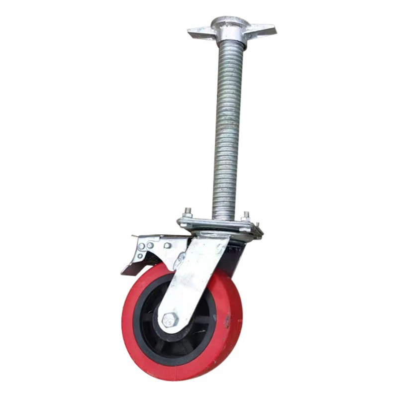 Оптовые колеса для строительных лесов, нейлоновые ролики, мобильные стеллажи, поворотные колеса, ролики с тормозами, регулируемые универсальные колеса красного цвета.