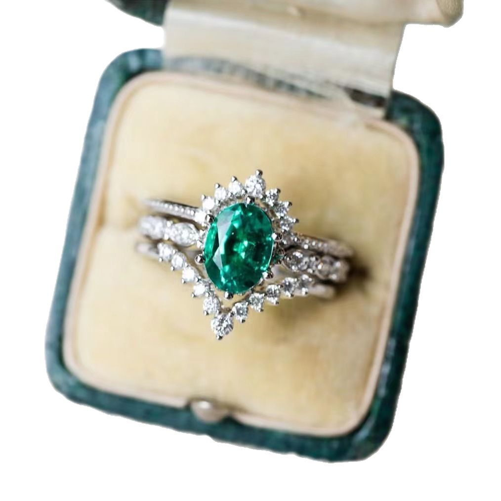 Adjustable Gold Plated Emerald Ring With Colorful Gemstones_voghion.com