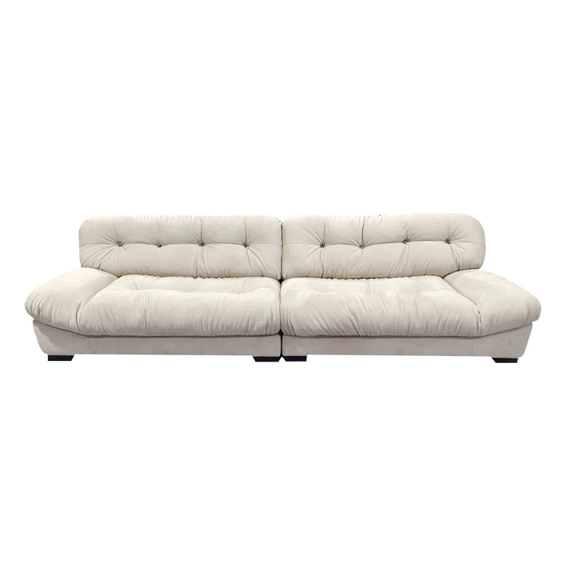 Sofá Minimalista Italiano Tipo Nube para Apartamentos Pequeños, Muebles de Sala de Estar Nórdicos, Sofá de Tres Plazas de Tela de Plumón y Tela Tecnológica con Madera Maciza