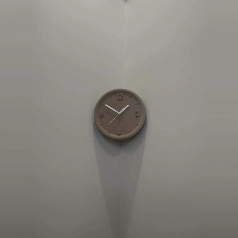 Tecnología de decoración de color sólido esquina simple perforación moderna sin arte digital agujero de pared reloj silencioso esquina de campana
