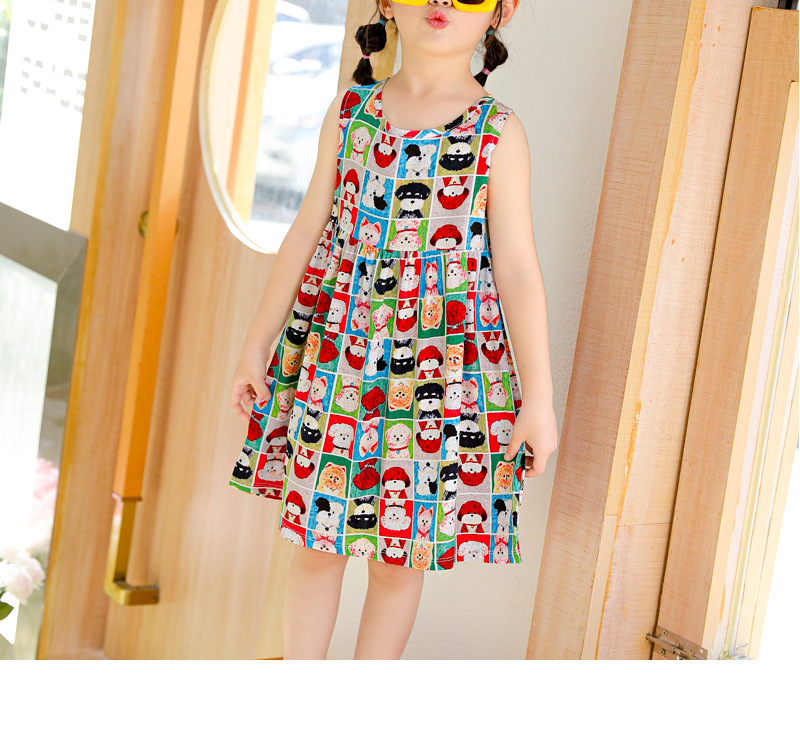 Cute Pastoral Animal Cartoon Flower Cotton Silk Girls Dresses display picture 11