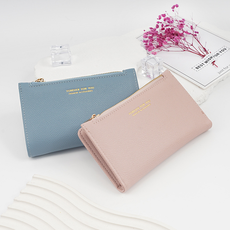 2023 new solid color side pull pu wallet ladies simple fashion multifunctional bag women card bag wholesale wallet