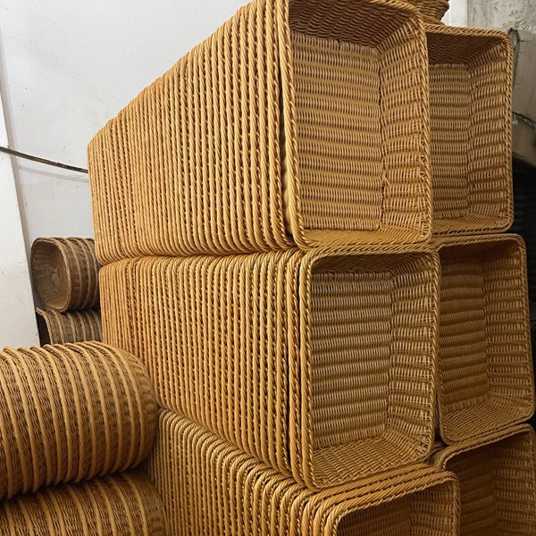 Imitation Rattan Fruit Display Basket, Hand-Woven Basket, Bread Basket, Snack Storage Basket, Supermarket Fruit Basket, Rattan Basket