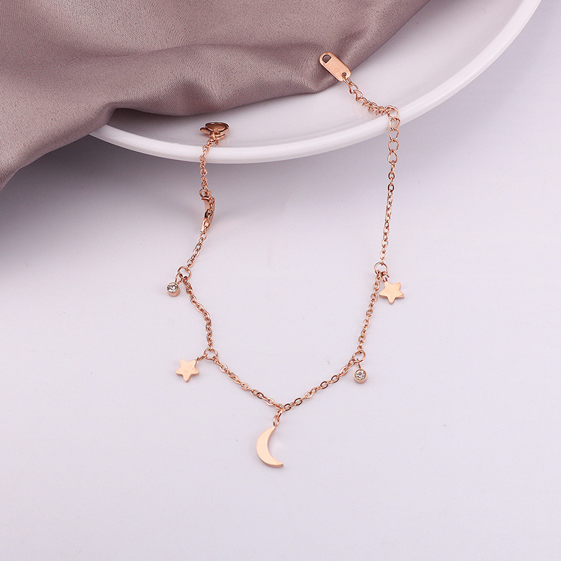 Pulsera de Acero de Titanio con Estrella y Luna para Mujer, Joyería Moderna, Nueva Llegada, Pulsera que No se Destiñe, Artículo Popular en TikTok