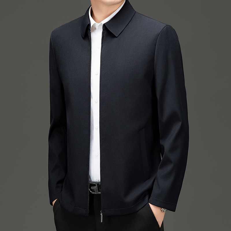 品牌男士羊毛夹克外套秋冬商务休闲百搭翻领茄克行政中老年爸爸装