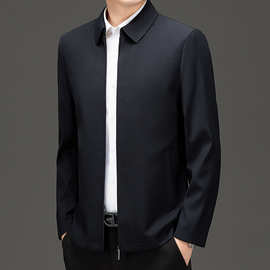 品牌男士羊毛夹克外套秋冬商务休闲百搭翻领茄克行政中老年爸爸装