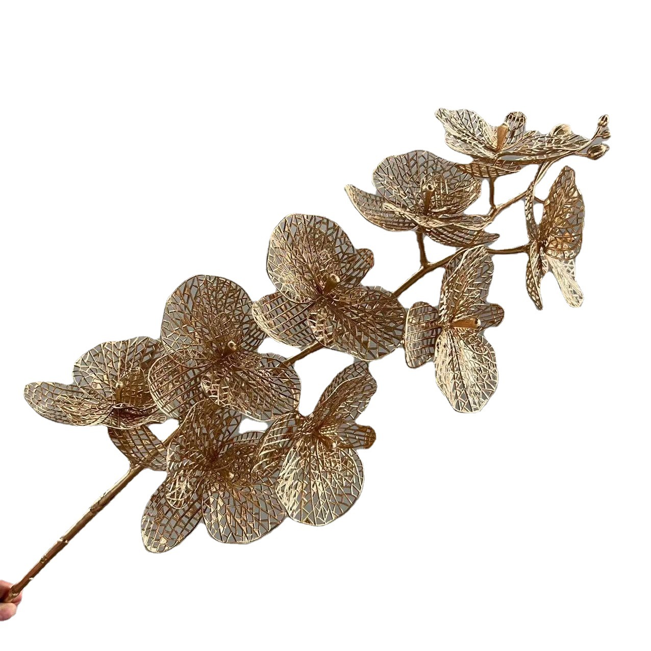 Serie de oro flor artificial Phalaenopsis boda decoración del techo artificial flor artificial accesorios de tiro fábrica al por mayor