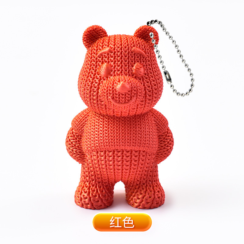 Llavero con Colgante de Osito de Peluche Tejido, Impreso en 3D, Recuerdo, Juguete Impreso en 3D, para Llaves de Coche, Éxito de Ventas Transfronterizo