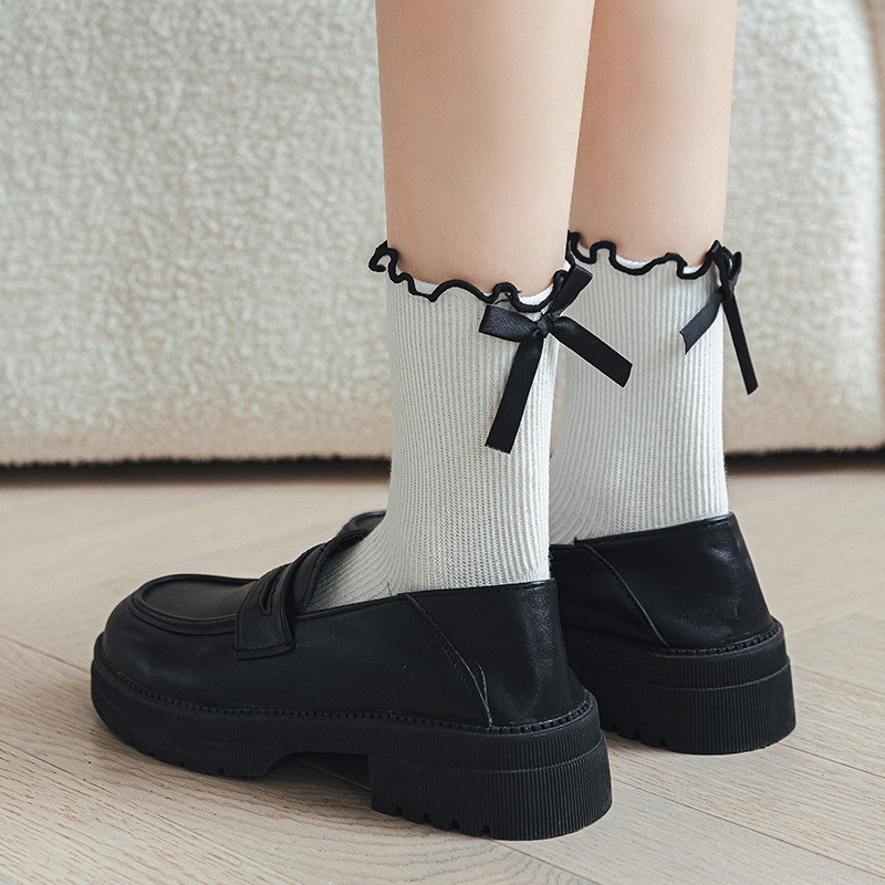 Holiday, Daily Occasion Women's Sweet Simple Style Bow Knot Cotton Crew Socks A Pair