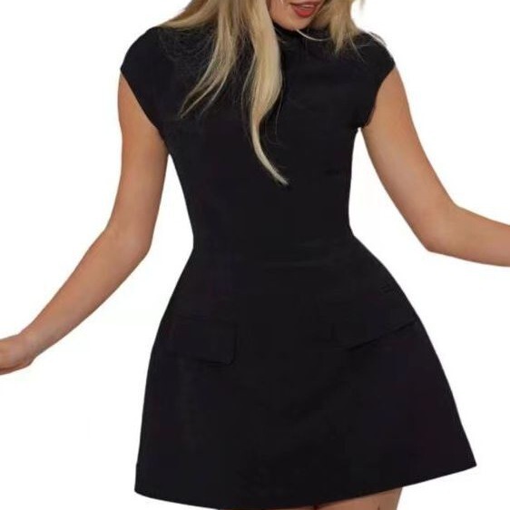 2025 New Dress with Shoulder Cover, Mini Slim-Fit Zipper Dress 2025 New Dress with Shoulder Cover, Mini Slim-Fit Zipper Dress