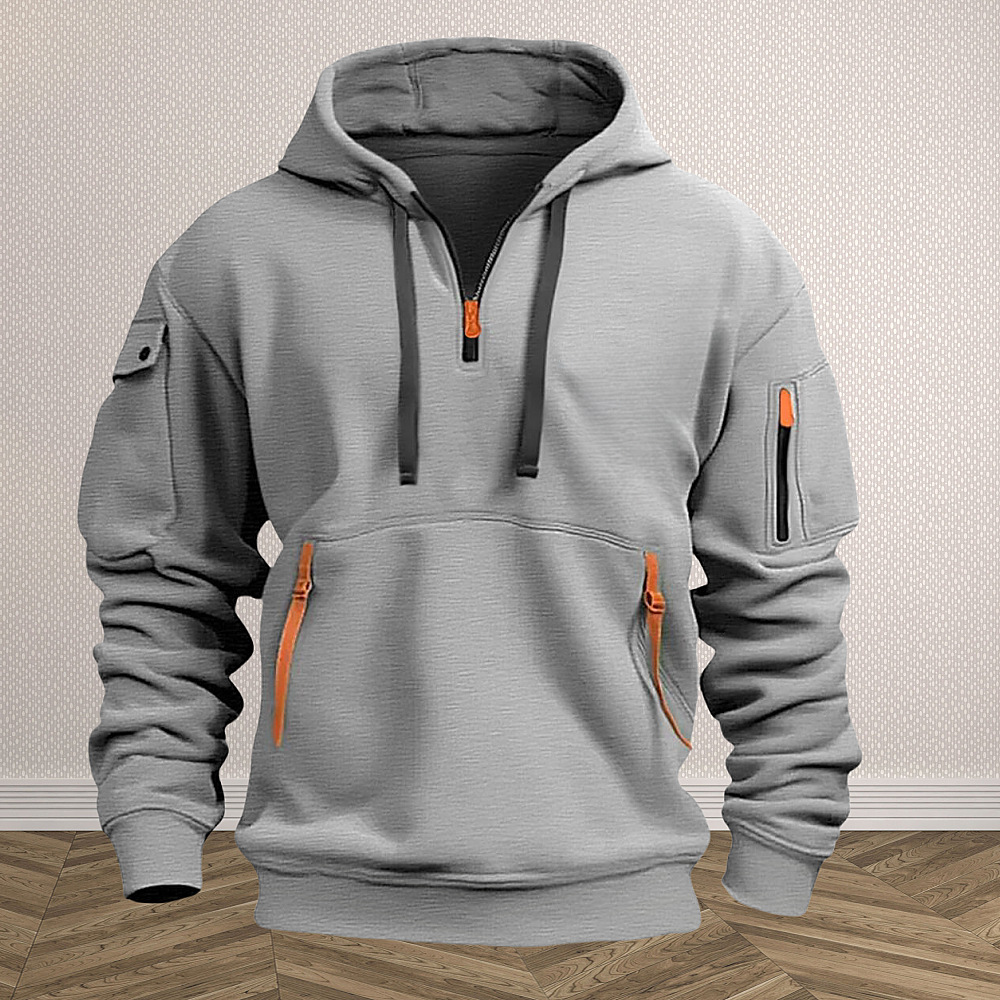 Sudadera con capucha para hombre con cremallera y terciopelo_voghion.com