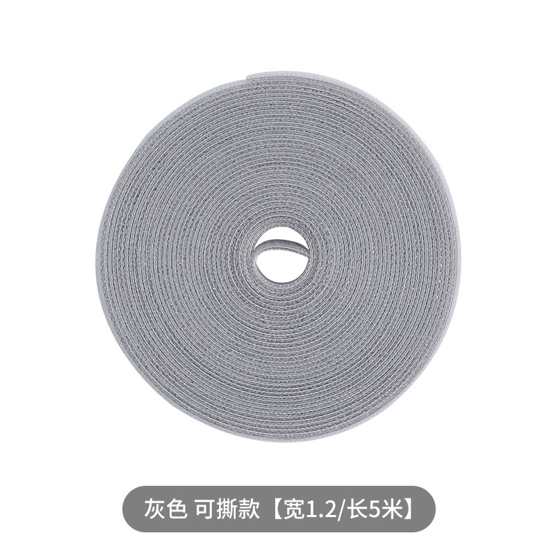 Velcro Cable Tie Roll, 5 m, Hook-and-Loop Reusable Cable Organizer, White/Grey/Black