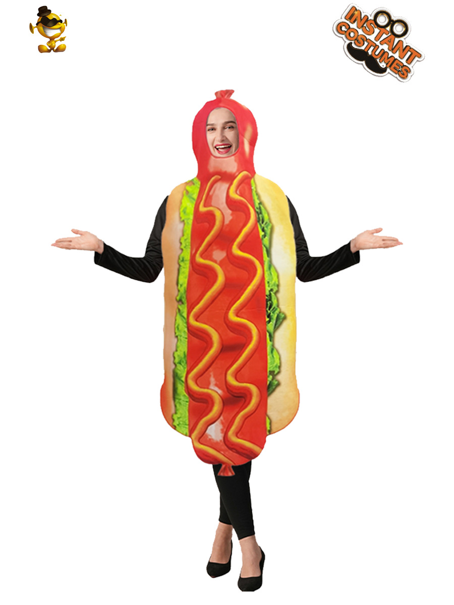 Halloween cross-border perros calientes adultos divertidos camiseta perros calientes vestuario cosplay vestuario espectáculo de escenario vestuario