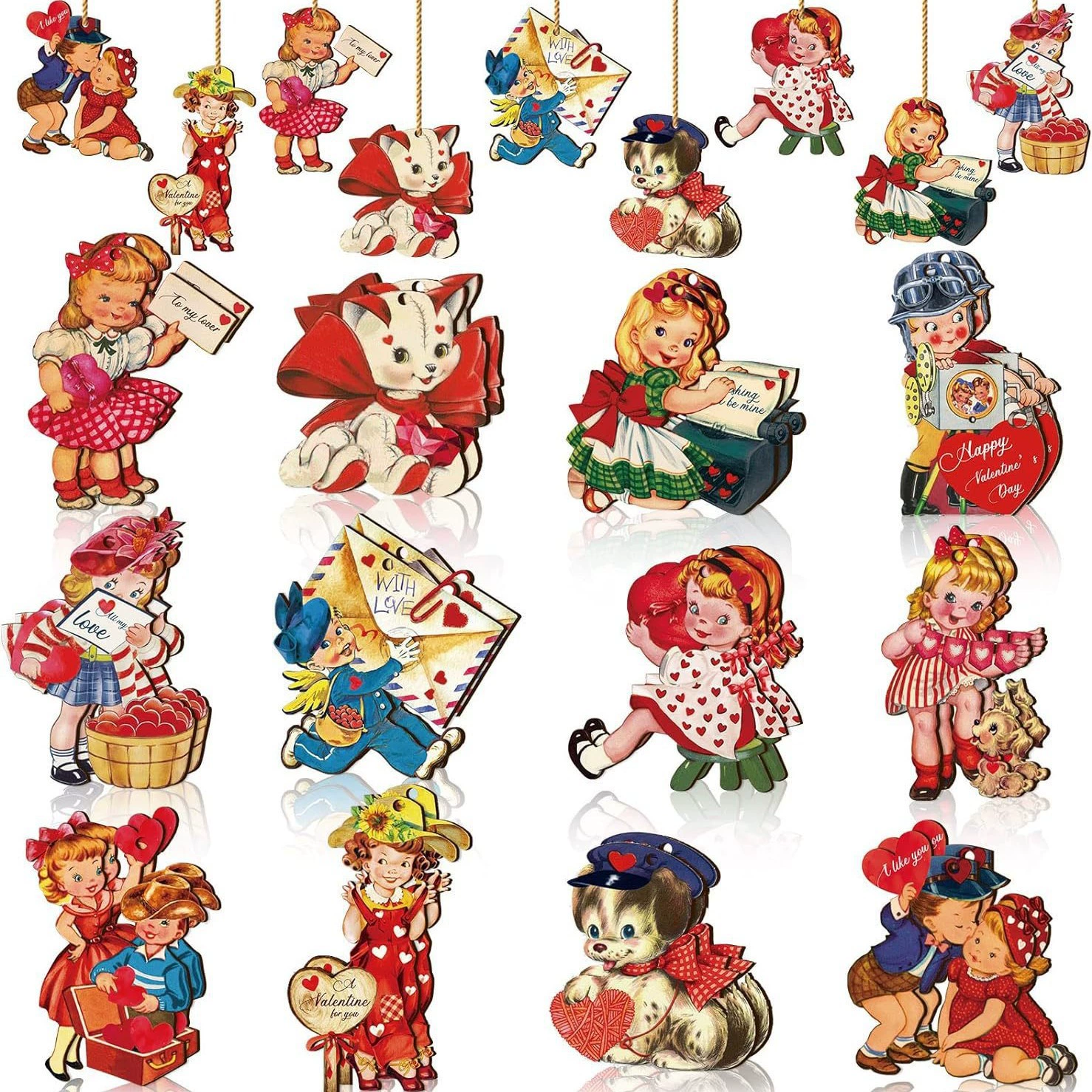 24 шт. Ретро День Святого Валентина декоративные украшения подвешенные деревья День Святого Валентина логотип украшения ретро свадебные украшения для вечеринок