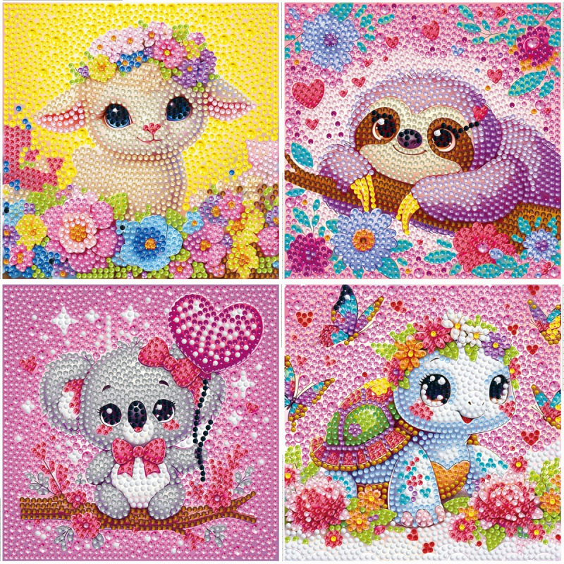 Transfronterizo Amazon nuevo dibujo de diamante infantil diy niña juguetes hechos a mano animal diamante dibujos animados pegatinas